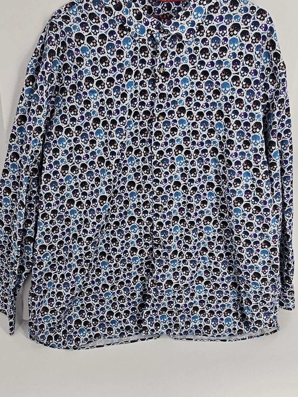 Luchiano Visconti Skull Print Button Shirt Mens 2XLB Big & Tall Cotton Stretch